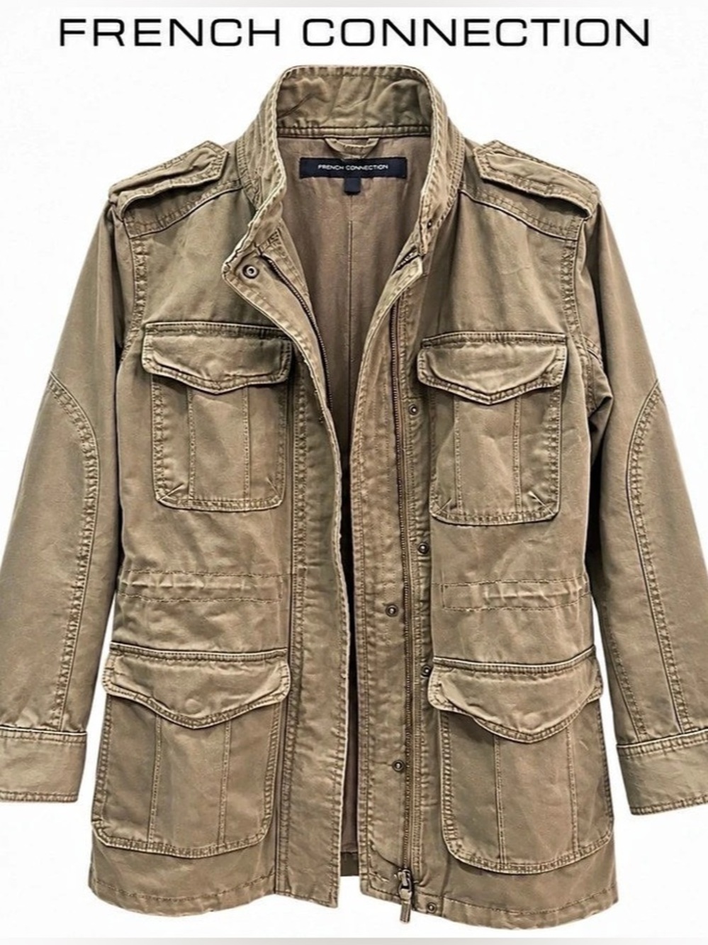 French Connection Cargo Jacket in Olive - Utility Military Field Coat